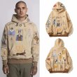 画像6: SAINT cartoon character hand-painted graffiti loose fleece hooded sweater sweatshirt　ユニセックス男女兼用 セイントプリントフーディパーカースエットトレーナー  (6)