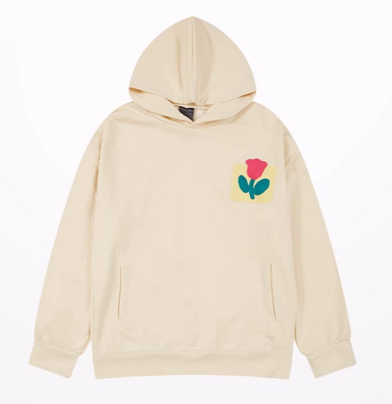 画像2: tulip flower embroidery hoodie hoodie sweatshirt　ユニセックス男女兼用 チューリップ花刺繍フーディパーカースエットトレーナー  (2)