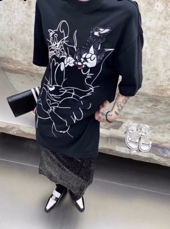 画像6: Tom and Jerry half sleeve oversized T-shirt　男女兼用ユニセックストムとジェリートム＆ジェリー5分袖オーバーサイズシャツ  (6)