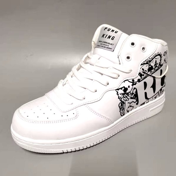 画像1: RP & Graphic Paint high top leather sneakers shoes　 男女兼用 ユニセックスRP＆グラフィックペイントハイカットレザーレースアップスニーカー (1)