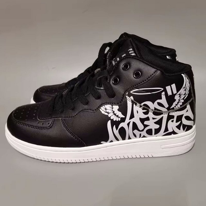 画像4: RP & Graphic Paint high top leather sneakers shoes　 男女兼用 ユニセックスRP＆グラフィックペイントハイカットレザーレースアップスニーカー (4)