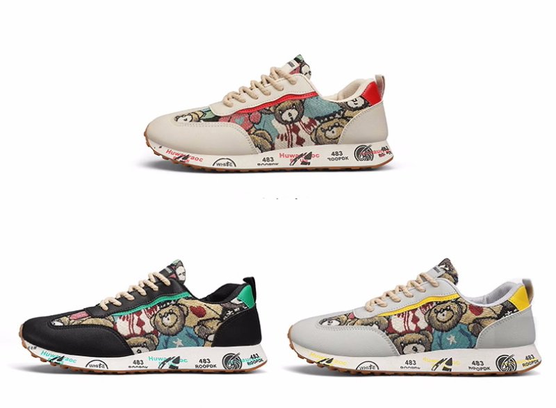 画像4: Bear Forrest Gump sneakers shoes  男女兼用 ユニセックスベア熊ジャガードレースアップスニーカー (4)