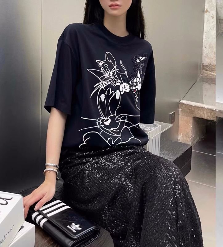 画像4: Tom and Jerry half sleeve oversized T-shirt　男女兼用ユニセックストムとジェリートム＆ジェリー5分袖オーバーサイズシャツ  (4)