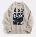 画像1: doberman braided sweater pullover　ユニセックス男女兼用 ドーベルマン犬編み込みセーター プルオーバー (1)