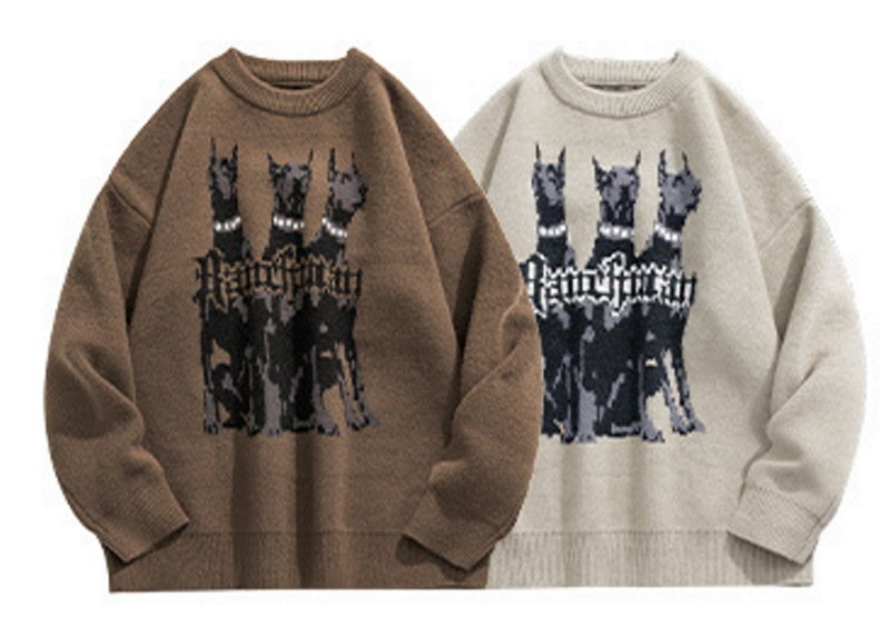 画像3: doberman braided sweater pullover　ユニセックス男女兼用 ドーベルマン犬編み込みセーター プルオーバー (3)