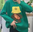 画像9: smile cap & bear Long Sleeve sweater pullover  Knit 　スマイルキャップ＆ベア熊ラウンドネック長袖ニットセータープルオーバー (9)