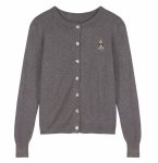 画像1: Bear One Point Round Neck Cardigan Knit　ベア熊ワンポイント丸首カーディガンニット (1)