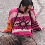 画像3: Striped Stitch Print Round Neck Long Sleeve Distressed Knit Sweater 　ストライプボーダーステッチプリントラウンドネック長袖ダメージ入りニットセーターニット (3)
