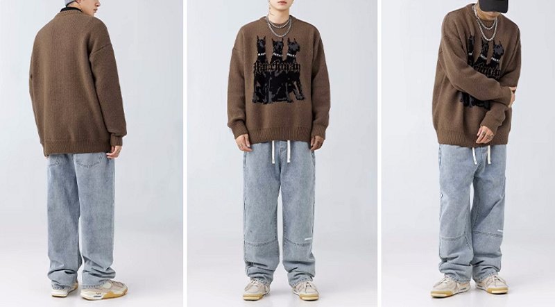 画像5: doberman braided sweater pullover　ユニセックス男女兼用 ドーベルマン犬編み込みセーター プルオーバー (5)