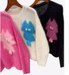 画像9: Monster embroidery mohair pullover sweater  Knit 　モンスター刺繍モヘアラウンドネック長袖ニットセータープルオーバー (9)