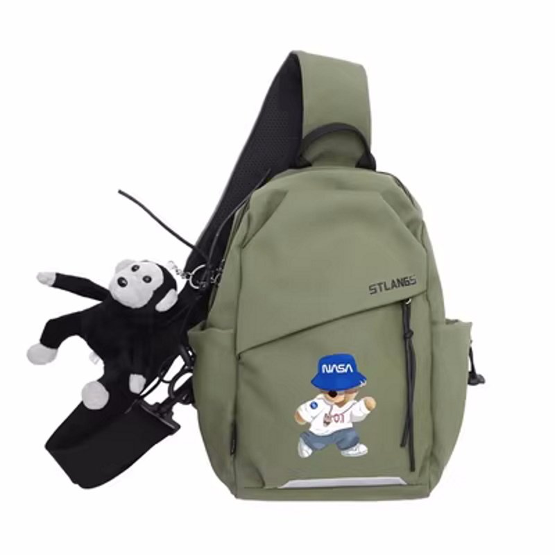 画像3: NASA×Hiking Bear Messenger bag  shoulder bag  　ユニセックスNASAナサ×ハイキングベア熊斜め掛け用ショルダーバックボディーバッグ　ポシェット　ウエストポーチバック　バックパック　 (3)