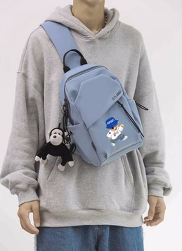 画像7: NASA×Hiking Bear Messenger bag  shoulder bag  　ユニセックスNASAナサ×ハイキングベア熊斜め掛け用ショルダーバックボディーバッグ　ポシェット　ウエストポーチバック　バックパック　 (7)