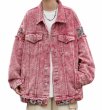 画像4: washed stitching denim jacket G Jean Jacket blouson ユニセックス 男女兼用 ピンク ウォッシュ ステッチ デニムGジャケット ブルゾン (4)