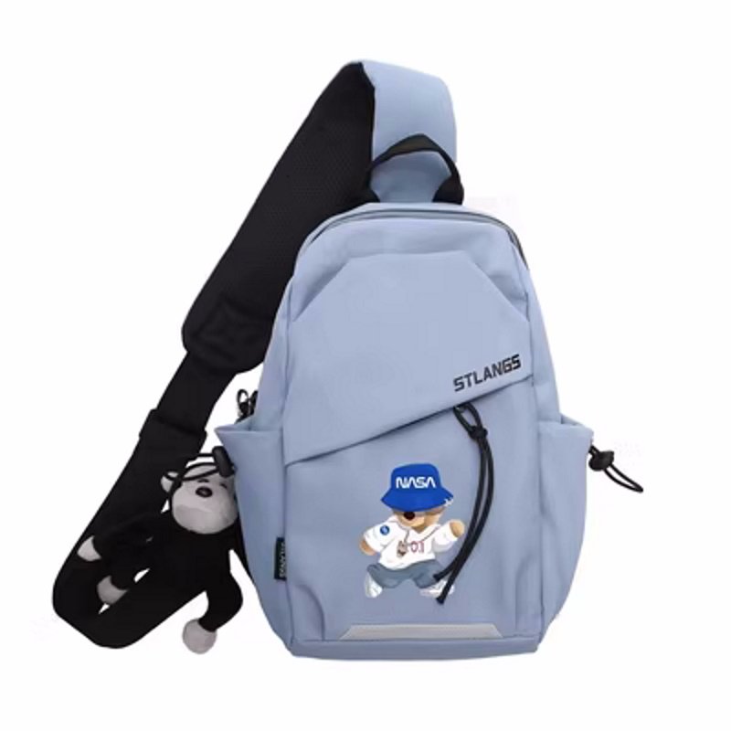 画像4: NASA×Hiking Bear Messenger bag  shoulder bag  　ユニセックスNASAナサ×ハイキングベア熊斜め掛け用ショルダーバックボディーバッグ　ポシェット　ウエストポーチバック　バックパック　 (4)