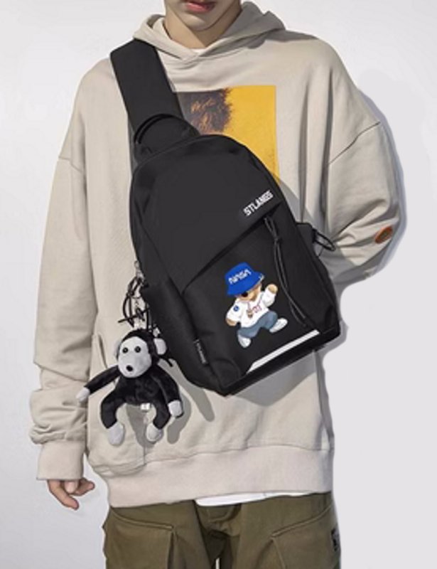画像5: NASA×Hiking Bear Messenger bag  shoulder bag  　ユニセックスNASAナサ×ハイキングベア熊斜め掛け用ショルダーバックボディーバッグ　ポシェット　ウエストポーチバック　バックパック　 (5)