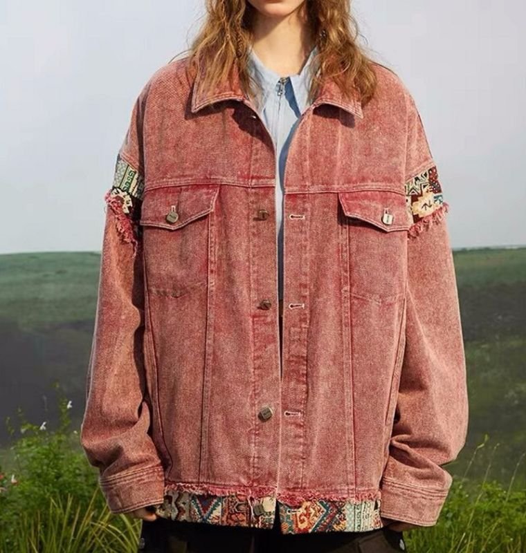 画像5: washed stitching denim jacket G Jean Jacket blouson ユニセックス 男女兼用 ピンク ウォッシュ ステッチ デニムGジャケット ブルゾン (5)