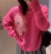 画像4: Monster embroidery mohair pullover sweater  Knit 　モンスター刺繍モヘアラウンドネック長袖ニットセータープルオーバー (4)