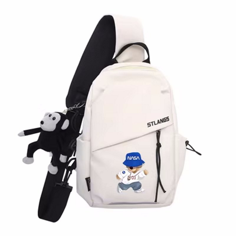 画像2: NASA×Hiking Bear Messenger bag  shoulder bag  　ユニセックスNASAナサ×ハイキングベア熊斜め掛け用ショルダーバックボディーバッグ　ポシェット　ウエストポーチバック　バックパック　 (2)