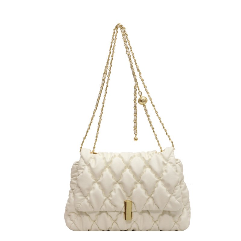 画像2: QUILTED LEATHER DOWN CHAIN TOTE SHOULDER BAG 男女兼用 キルティングレザーダウンチェーントートショルダー斜め掛けバッグ (2)