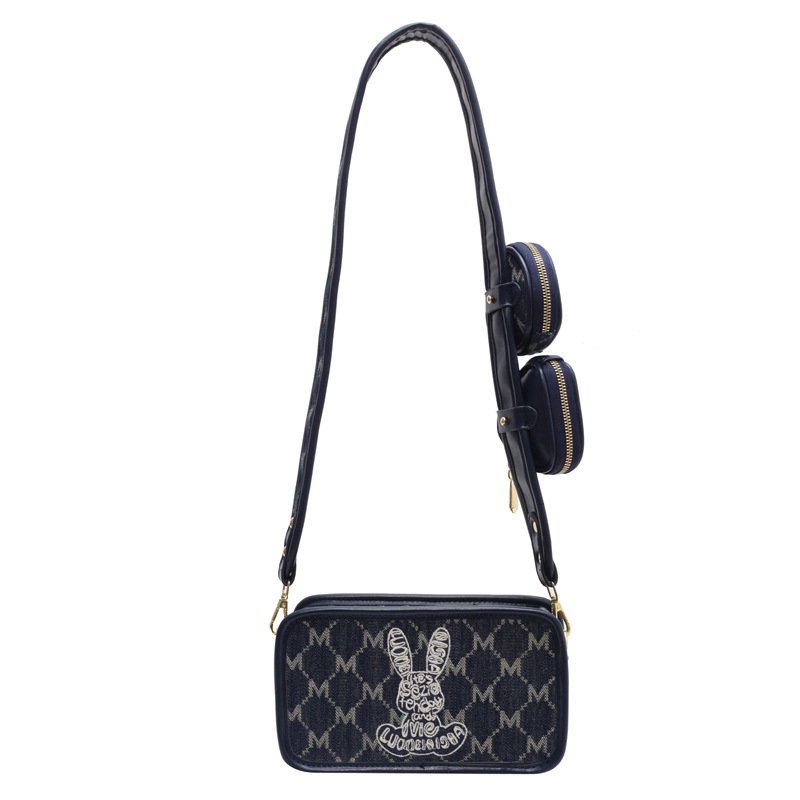 画像3: Love Rabbit Embroidered Monogram shoulder pochette bag 男女兼用ラブラビット刺繍モノグラムコバック付き ショルダーポシェットバッグ斜め掛けバッグ (3)