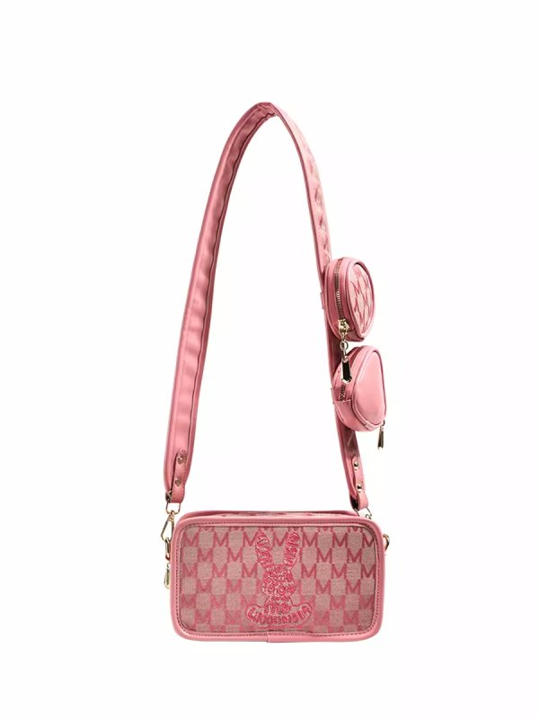 画像8: Love Rabbit Embroidered Monogram shoulder pochette bag 男女兼用ラブラビット刺繍モノグラムコバック付き ショルダーポシェットバッグ斜め掛けバッグ (8)