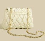画像9: QUILTED LEATHER DOWN CHAIN TOTE SHOULDER BAG　男女兼用 キルティングレザーダウンチェーントートショルダー斜め掛けバッグ (9)