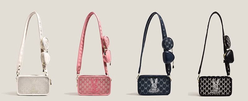 画像10: Love Rabbit Embroidered Monogram shoulder pochette bag 男女兼用ラブラビット刺繍モノグラムコバック付き ショルダーポシェットバッグ斜め掛けバッグ (10)