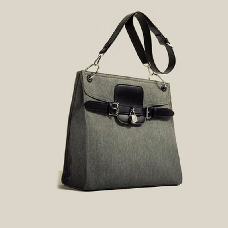 画像2: Denim Square Single Shoulder Messenger BagTOTE SHOULDER BAG 男女兼用 デニムスクエアシングルショルダートートショルダー斜め掛けバッグ (2)