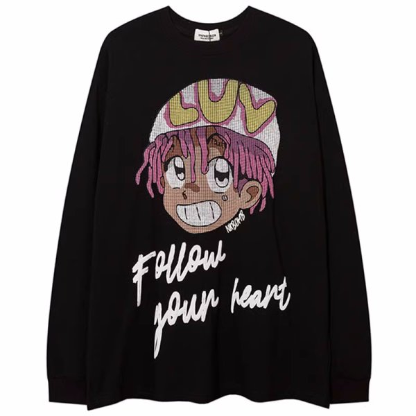 画像1:  Hip Hop Boy Long Sleeve Pullover T-shirt　ユニセックス男女兼用ヒップホップボーイ長袖プルオーバーTシャツ (1)