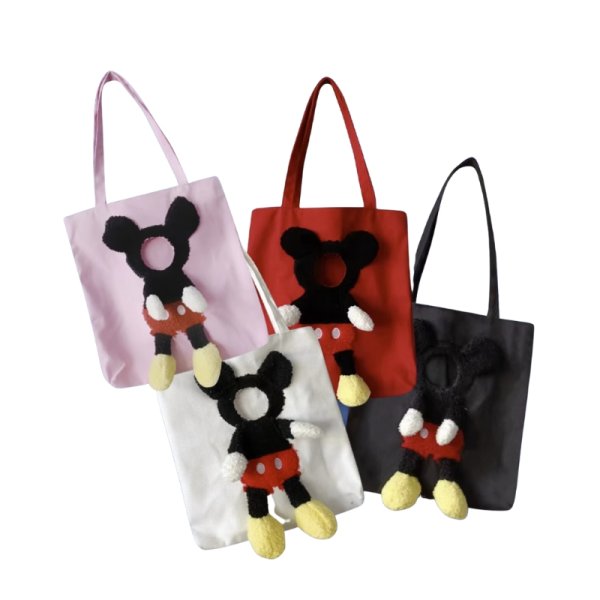 画像1: Canvas Celebrity Luxury Pet Dog Carrier Bag Mickey Tote Bag アニマル 動物顔出し ぬいぐるみ 変身 コットン キャンパス トートバッグ キャリーバッグ ミッキーみたいなドッグ ペットキャリー 犬用　猫用　小型犬 (1)