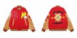 画像4: Baseball embroidery x sleeve leather stadium jacket baseball uniform jacket blouson  ユニセックス 男女兼用ベースボール刺繍×袖レザー スタジアムジャンパー スタジャン MA-1 ボンバー ジャケット ブルゾン (4)
