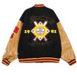 画像1: Baseball embroidery x sleeve leather stadium jacket baseball uniform jacket blouson  ユニセックス 男女兼用ベースボール刺繍×袖レザー スタジアムジャンパー スタジャン MA-1 ボンバー ジャケット ブルゾン (1)