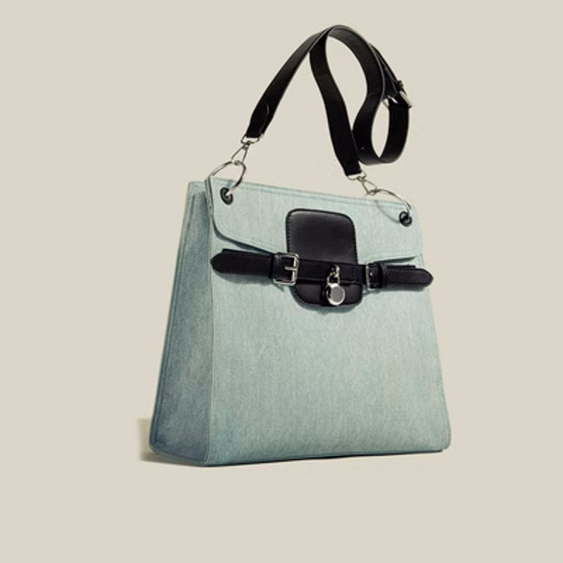 画像4: Denim Square Single Shoulder Messenger BagTOTE SHOULDER BAG 男女兼用 デニムスクエアシングルショルダートートショルダー斜め掛けバッグ (4)