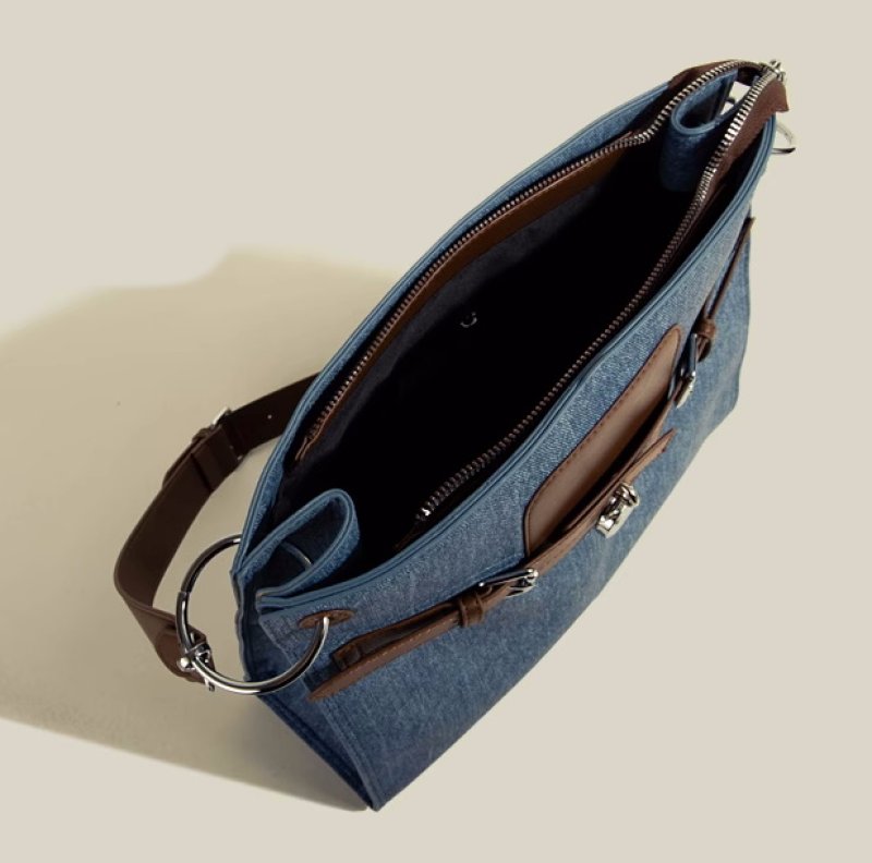 画像10: Denim Square Single Shoulder Messenger BagTOTE SHOULDER BAG 男女兼用 デニムスクエアシングルショルダートートショルダー斜め掛けバッグ (10)