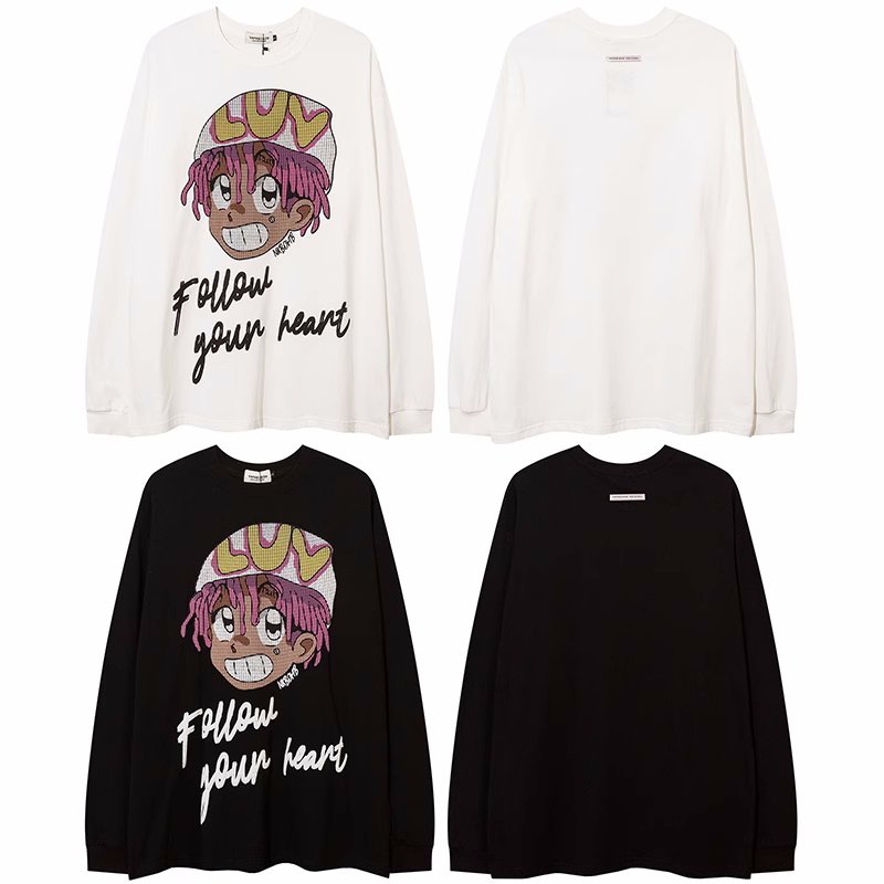 画像3:  Hip Hop Boy Long Sleeve Pullover T-shirt ユニセックス男女兼用ヒップホップボーイ長袖プルオーバーTシャツ (3)