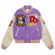 画像1: Fighting spirits x American football  embroidery sleeve leather stadium jacket baseball uniform jacket blouson  ユニセックス 男女兼用 ファイティングスピリッツ×アメリカンフットボール刺繍スタジアムジャンパー スタジャン MA-1 ボンバー ジャケット ブルゾン (1)