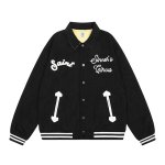 画像2: Joint clown embroidery stadium jacket baseball uniform jacket blouson  ユニセックス 男女兼用ピエロ刺繍スタジアムジャンパー スタジャン MA-1 ボンバー ジャケット ブルゾン (2)