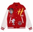 画像5: GON 97 original doberman embroidery sleeve leather stadium jacket baseball uniform jacket blouson  ユニセックス 男女兼用ドーベルマン刺繍×袖レザー スタジアムジャンパー スタジャン MA-1 ボンバー ジャケット ブルゾン (5)