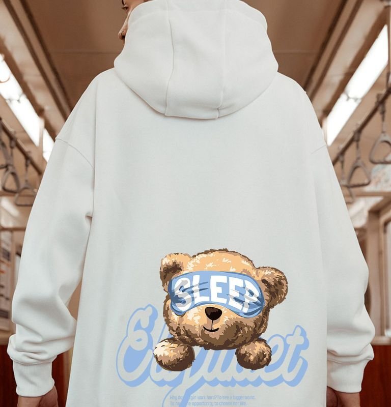 画像6: sleep bear print hoody　ユニセックス男女兼用スリープベア熊プリント フーディパーカー  (6)