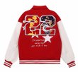 画像3: GON 97 original doberman embroidery sleeve leather stadium jacket baseball uniform jacket blouson  ユニセックス 男女兼用ドーベルマン刺繍×袖レザー スタジアムジャンパー スタジャン MA-1 ボンバー ジャケット ブルゾン (3)