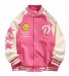 画像3: Smile & star embroidery stadium jacket baseball uniform jacket blouson  ユニセックス 男女兼用 スマイル＆スター刺繍スタジアムジャンパー スタジャン MA-1 ボンバー ジャケット ブルゾン (3)