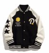 画像2: Smile & star embroidery stadium jacket baseball uniform jacket blouson  ユニセックス 男女兼用 スマイル＆スター刺繍スタジアムジャンパー スタジャン MA-1 ボンバー ジャケット ブルゾン (2)