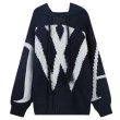 画像2: letter jacquard loose hooded hoody sweater　ユニセックス男女兼用 レター編み込みフーディセーターパーカー  (2)