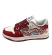 画像1: Wine red & gray graffiti paint leather lace up shoes　 男女兼用 ユニセックスグラフィックグラフィティペイントレザーレースアップスニーカー (1)