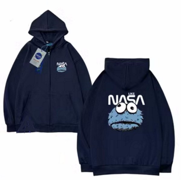 画像1: NASA×cookie monster print zip up hoody　ユニセックス男女兼用 NASA×クッキーモンスタージップアップフーディパーカー  (1)