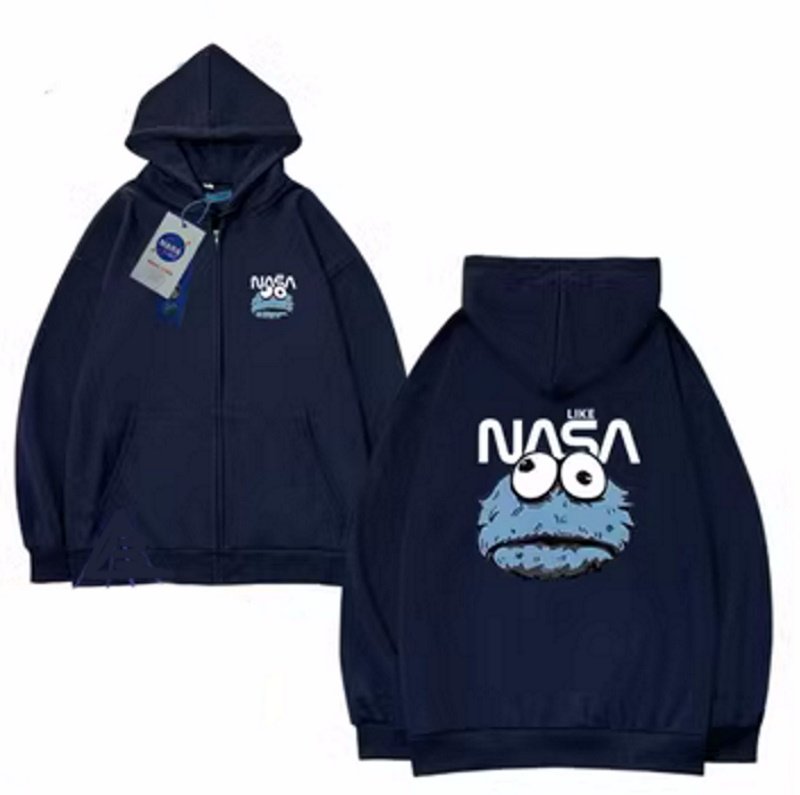 画像1: NASA×cookie monster print zip up hoody　ユニセックス男女兼用 NASA×クッキーモンスタージップアップフーディパーカー  (1)