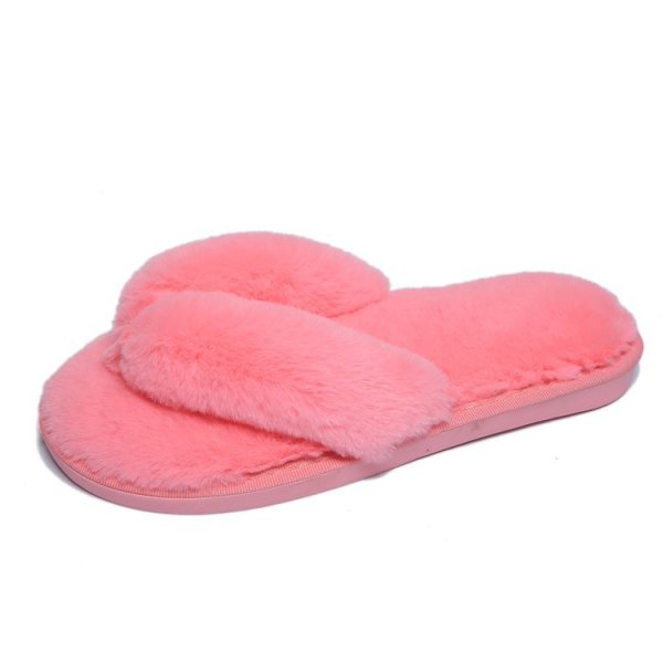 画像1: fur tong plush slippers Sandals 　ファーモコモコトングサンダルスリッパ (1)