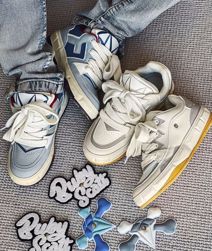 画像10: Diamond Fan Chengcheng sneakers shoes　 男女兼用 ユニセックスアルファベット&ダイアモンドエンブレムレザーレースアップスニーカー (10)