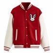 画像2: one point rabbit stadium jacket baseball uniform jacket blouson  ユニセックス 男女兼用ワンポイントラビット刺繍スタジアムジャンパー スタジャン MA-1 ボンバー ジャケット ブルゾン (2)