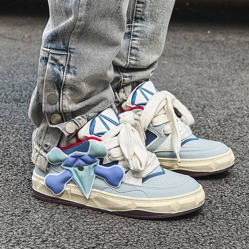 画像6: Diamond Fan Chengcheng sneakers shoes　 男女兼用 ユニセックスアルファベット&ダイアモンドエンブレムレザーレースアップスニーカー (6)